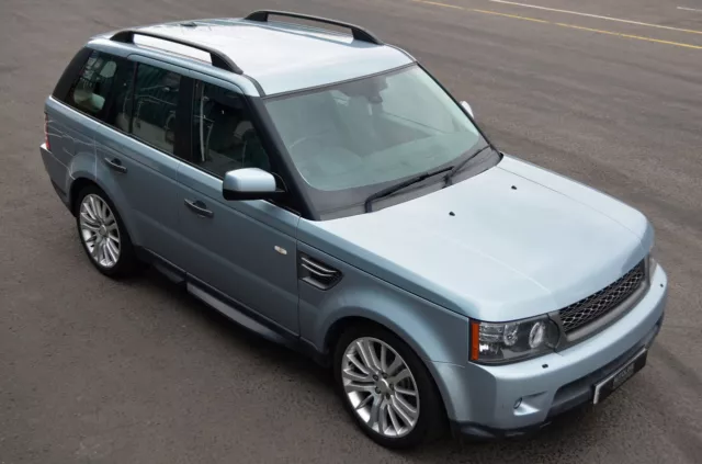 Schwarz Aluminium Dachträger Schienen Seitenleisten Set passend für Range Rover Sport (2005-13) 2