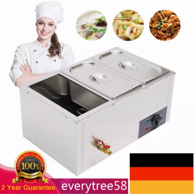 Bain Marie Wasserbad Speisenwärmer Warmhalter Edelstahl Behälter 3x7L 850W 220V