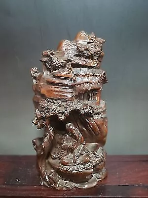 vintage antique sculpture chinese wooden statue wood carved figures old men rare