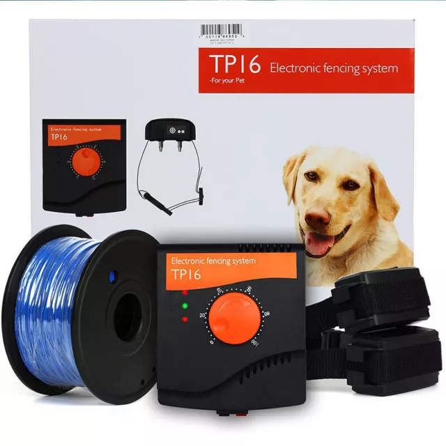 Electronic Hidden Dog Fence System Wireless Pet Containment Collar For 2 Dogs