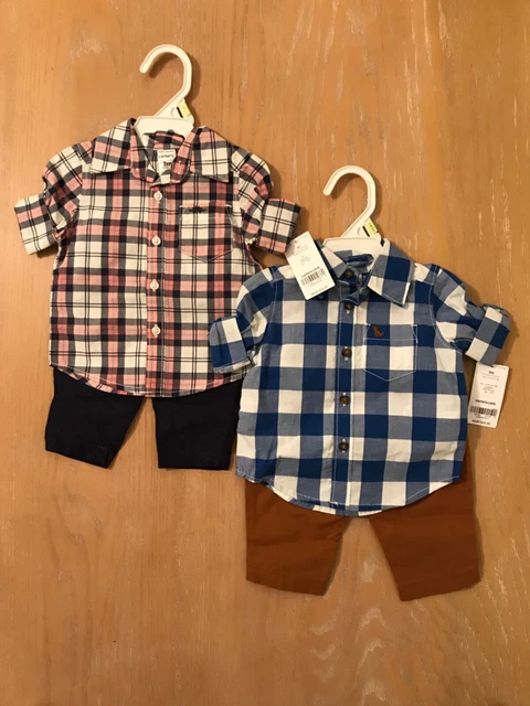 New! Infant Boys Carter's 2 Piece Pants Set Lot of 2 Size 3 Months