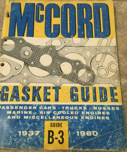 Vintage McCord Gasket Guide No. B-3 for Vehicle Applications from 1937-1960!!!!!