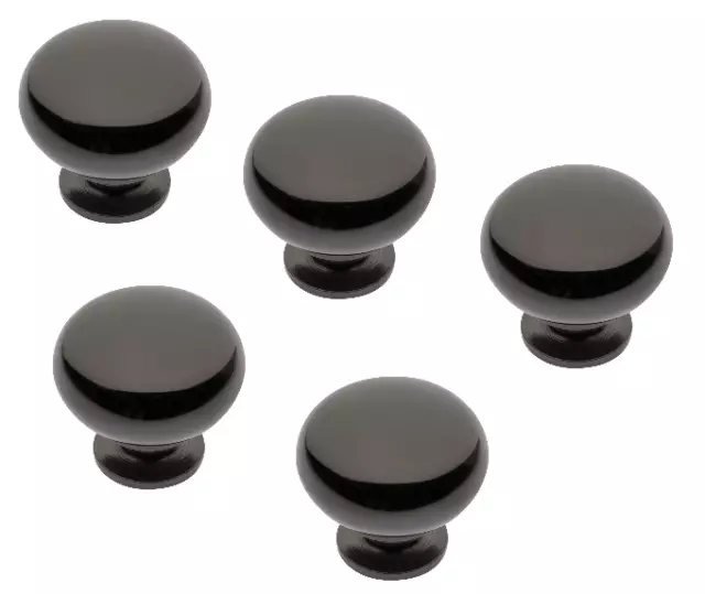 Pomo de Muebles Set Tirador Negro Pulido Cocina Botón Ø 32,5MM Knauf Mangos