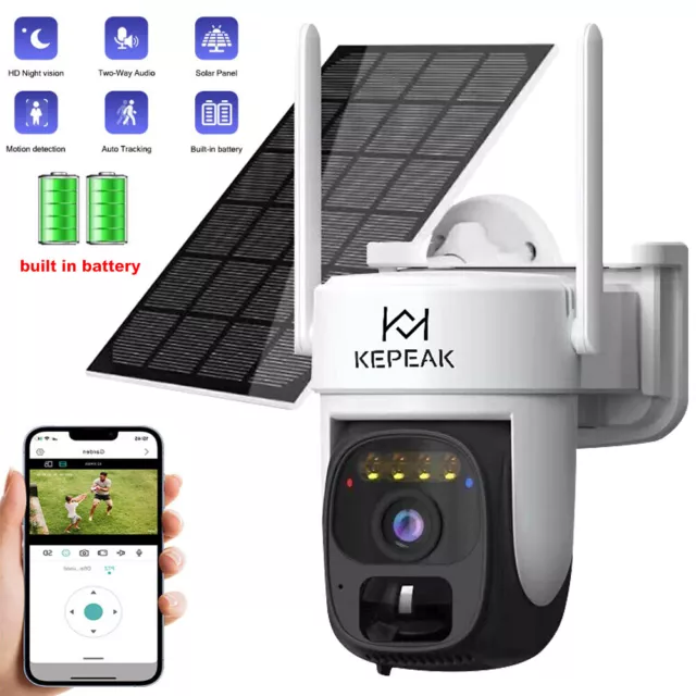 WiFi Solar Camera Wireless Outdoor 2K HD Solar Battery Security Camera System US