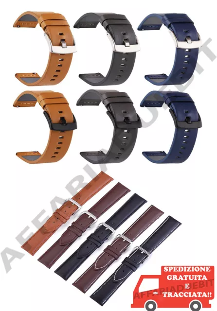 cinturino vera pelle smartwatch orologio 20mm 22mm 24mm Samsung Huawei Amazfit