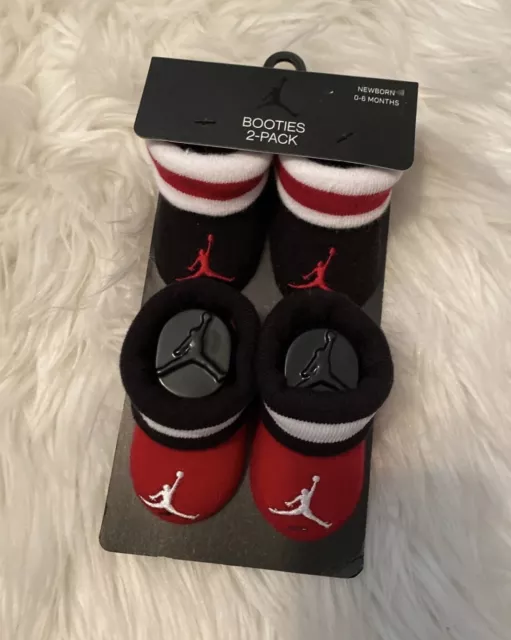 Baby Boy Girl Nike Jordan Red Black booties slippers Socks Gift Set