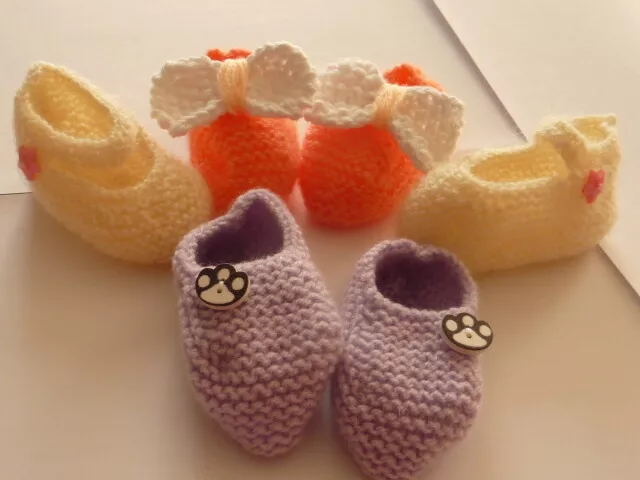 Lot de 3 paires de chaussons bébé en laine 0/3 mois ou bébé reborn