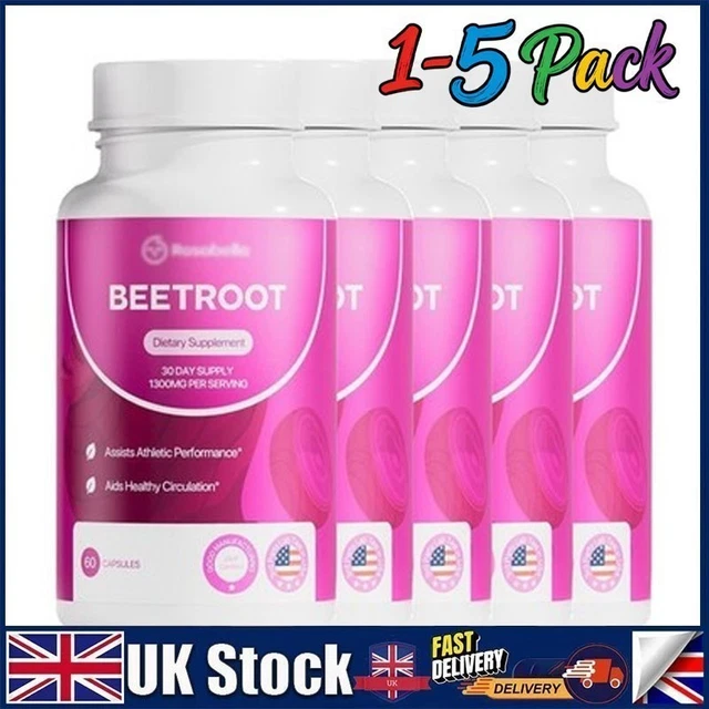 60CT ROSABELLA ORGANIC Beetroot 1300mg Capsules Circulation And Blood ...
