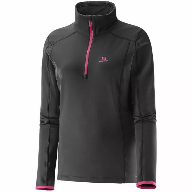 Salomon Discovery U Halfzip Damen Sci Pullover IN Pile Maglione da Sci Nero