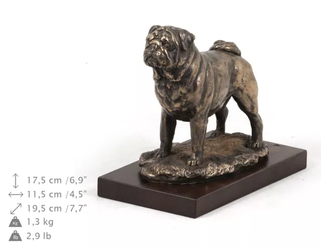 Carlin, statue de chien sur une base en bois, édition limitée Art Dog FR