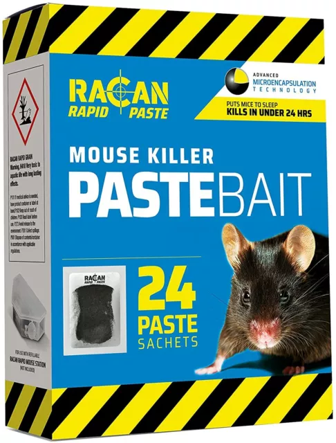 Racan Rapid Paste Mouse Killer Paste Bait 24 x 10g Paste Sachet & Glove