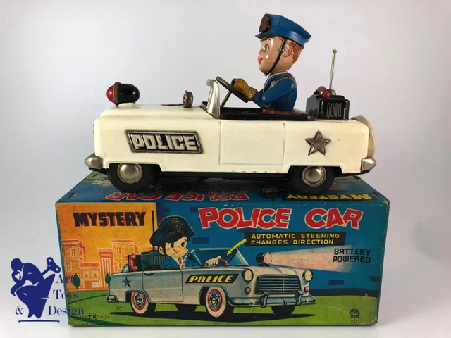 JOUET ANCIEN TN NOMURA MYSTERY POLICE CAR BATTERY OPERATED TIN JAPAN 25CM