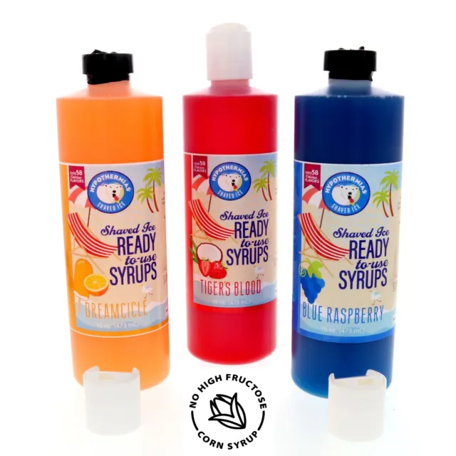 Hypothermiass Snow Cone Syrup Flavor Pack (3 Pints) Various Flavors Included