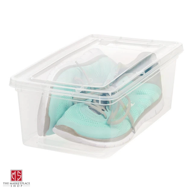 20 PACK SHOE Storage Boxes Plastic Bin with Lid Stackable Design