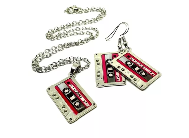 Cassette Tape 80s 90s Retro Set Disco Pop Pendant Chain Necklace Earring Choice