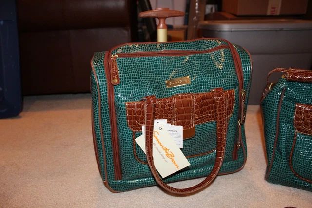 Samantha Brown 4 Peace Luggage Set-Sea Glass/Camel- Under Seat Bag and Dowel Bag 4