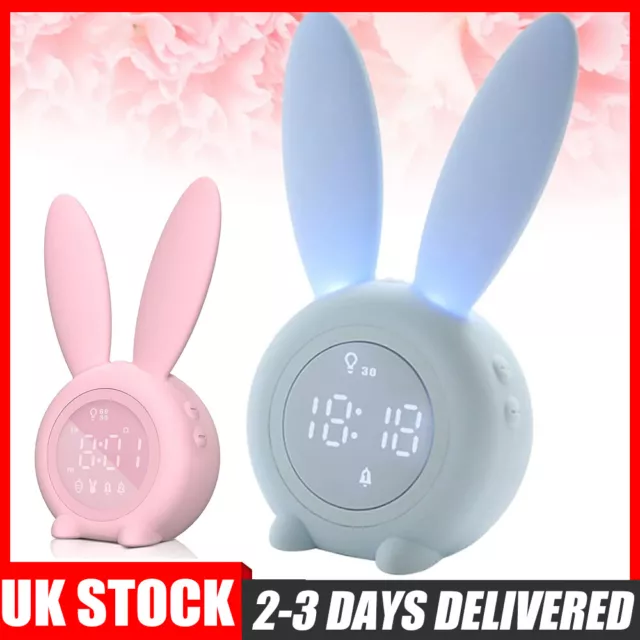 Cute Bunny Alarm Clock for Kids Toddlers Children's Smart Sleep Wake Up Trainer