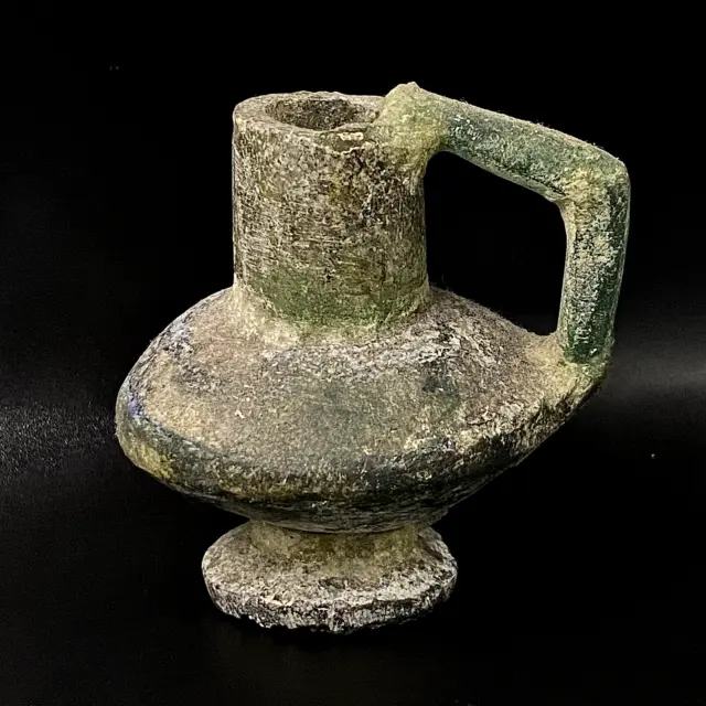 Genuine Ancient Roman Glass Bottle with iridescent Patina Circa 1st-2nd Century