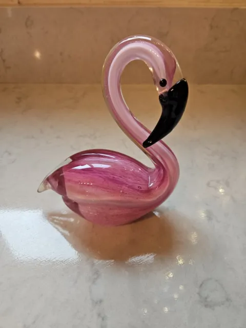 Figurine Glass Hand Blown Glass Flamingo Souvenir Handmade Art Decor Pink