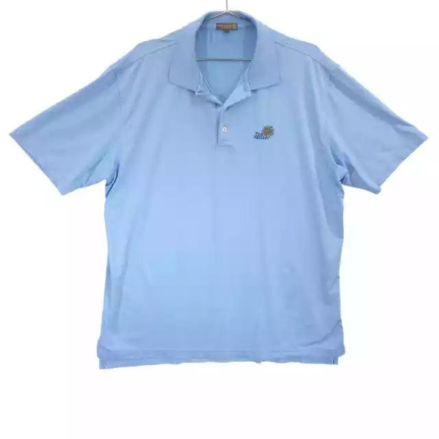 Peter Millar Summer Comfort Polo Men XL Blue Pine Needles Performance Golf Shirt