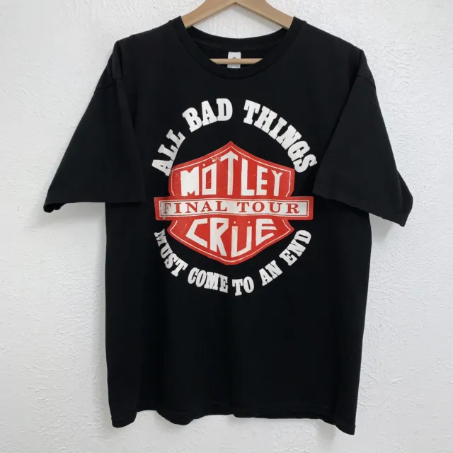 Motley Crue Final Tour Tee Black T-Shirt Double Sided Short Sleeve Sz Large