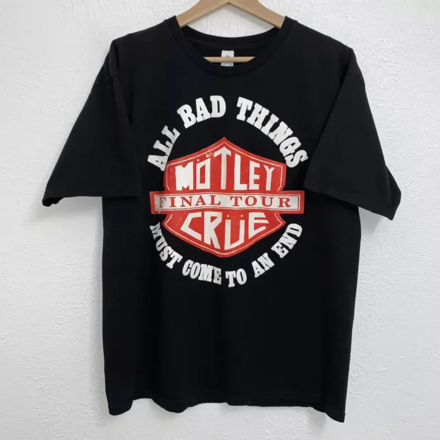 Motley Crue Final Tour Tee Black T-Shirt Double Sided Short Sleeve Sz Large Motley Crue Final Tour Tee Black T-Shirt Double Sided Short Sleeve Sz Large