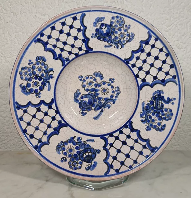 Plato Placa de Pared Colección Rural Cerámica Arte Popular Azul Pintado a Mano