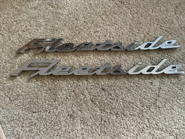 1950's 1960's Chevy Truck Fender FLEETSIDE Emblems Badges Trim Vintage Original