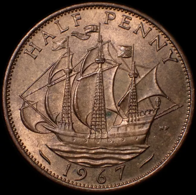 Great Britain Half Penny 1967 Elizabeth II UNC Coin  WCA 2966