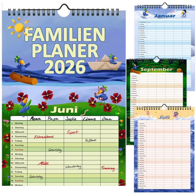 FAMILIENPLANER 2026 MIT 5 Spalten Familienkalender A4 Terminplaner