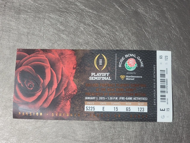 2015 Rose Bowl Oregon vs Florida State Football Full Ticket Stub - Collectible