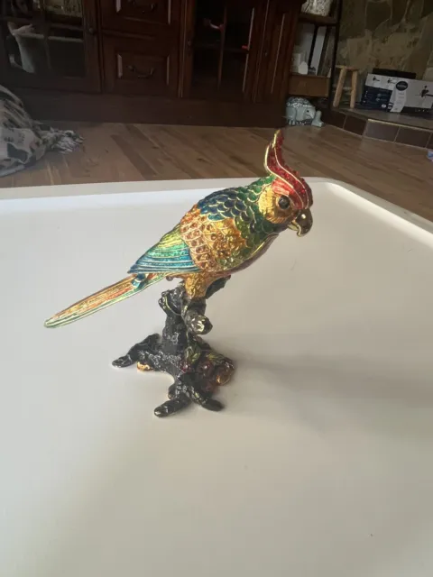 Nobility Parrot Bejeweled Trinket Box Vhtf Great Condition
