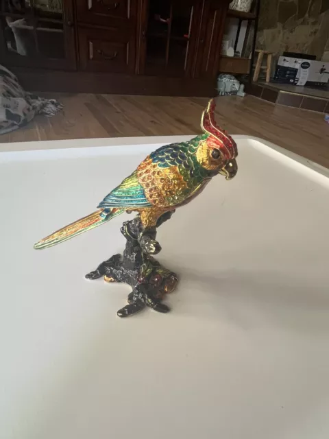 Nobility Parrot Bejeweled Trinket Box Vhtf Great Condition