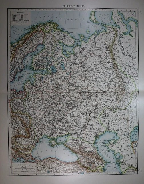 Old (XLG17x22) 1905 Time's Atlas Map ~ RUSSIA in EUROPE  ~ Free S&H