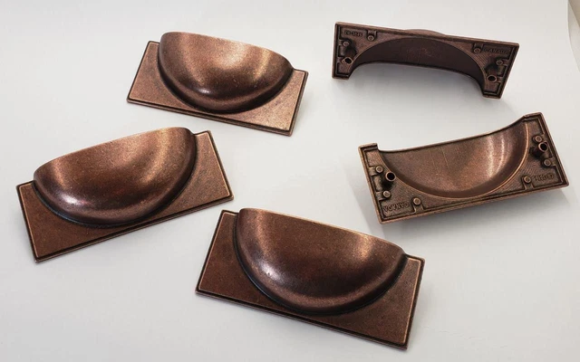Antique Copper Finish Cup Cabinet Drawer Door Pulls Handles 3-3/4" Qty 8