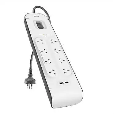 Belkin 8-outlet Surge Protector with 2.4 Amp USB Charging Port - White/Grey (BSV
