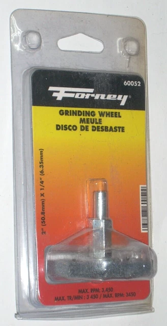 Forney 60052 Mounted Grinding Stone Wheel 2 x 1/4 x 1/4" Shank 3450 RPM