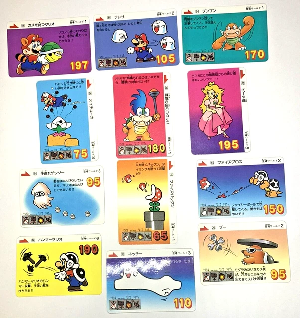 VINTAGE 1980'S SUPER Mario Cards X12, Nintendo Famicon, Family Computer ...