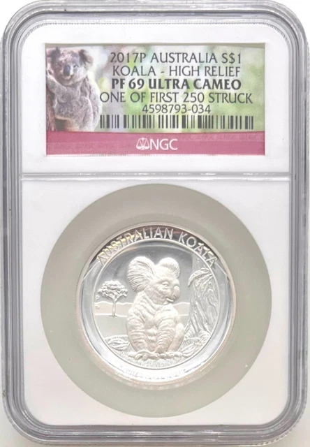 2017P Australia $1 Koala High Relief PF69 Ultra Cameo NGC