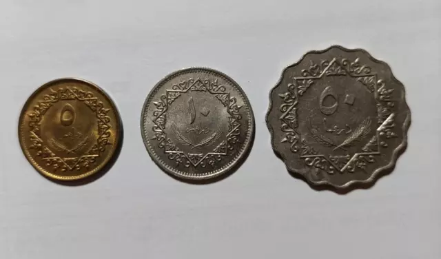 Libia   lotto 50 dirham, 1979 KM 22 , 10 dirham, 1979 KM 20, 5 dirham 1979 km 19