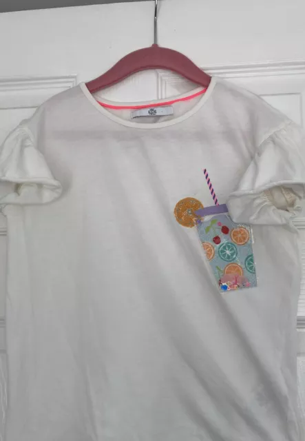 Girls White Summer Top From M&S - Age 7-8 Years