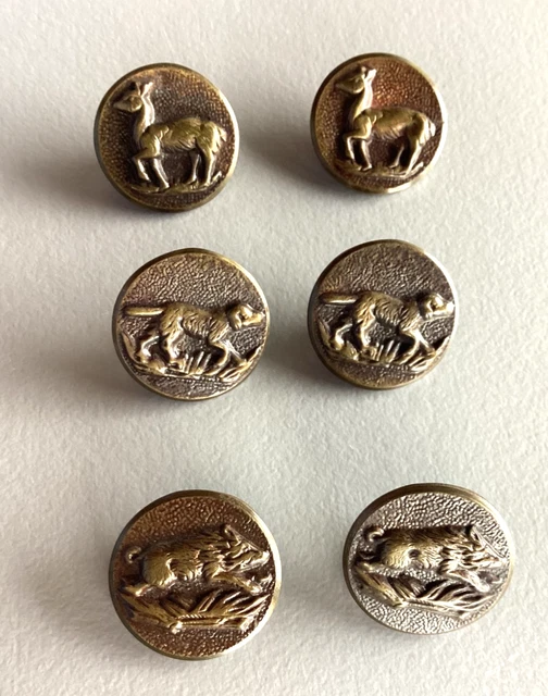 Bouton Ancien De Collection - Chasse Et Vénerie - Anglais - 14 Mm - Métal Doré - Occasion