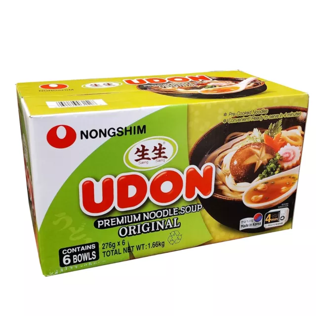 Nong Shim Premium Udon Japanese Style Instant Noodle Soup Bowl No MSG 6 x 276g
