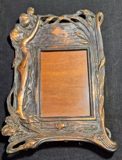 Antique Original ART NOUVEAU Lady Standing Picture Frame