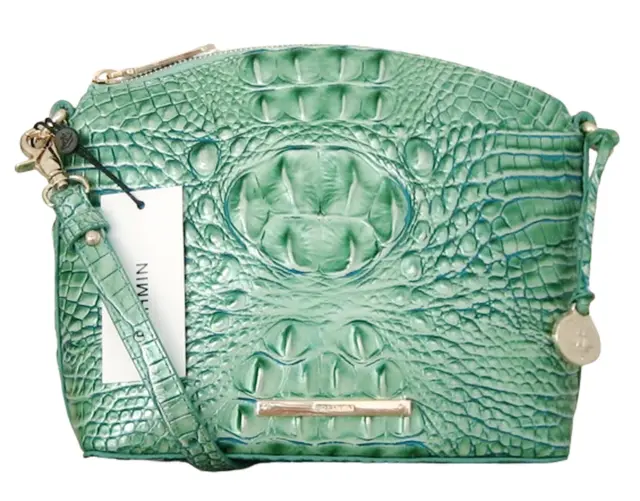 NWT BRAHMIN Croc Embossed Leather DUXBURY Seafoam MELBOURNE Crossbody MSP$195