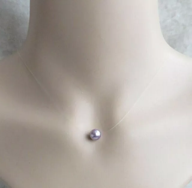 Floating Illusion Necklace With A Lavender Preciosa Pearl Pendant