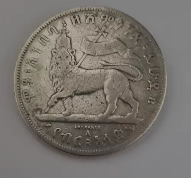 1/2 Birr EE 1889 A (1897) Menelik II Paris Ethiopia silver scarce