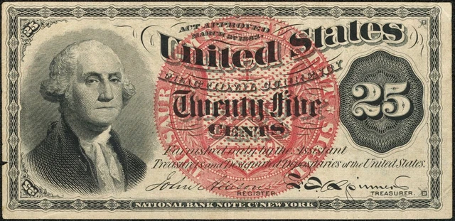 Fourth Issue 25C Twenty Five Cent Fractional Currency Note