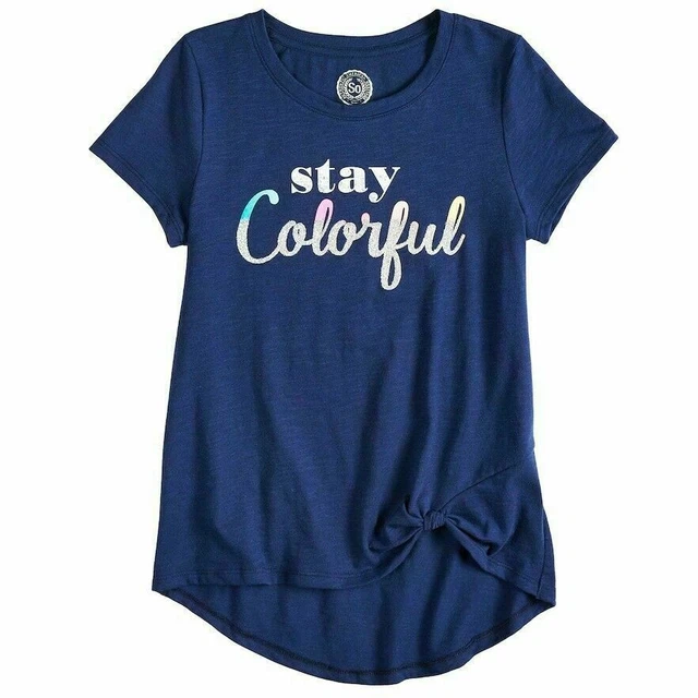SO Girls Knot Front Graphic Tee Kids size 14 NEW