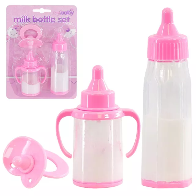 Magic Milk Bottle 3pcs Doll Feeding Set Toy with Dummy for Reborn Babies & Dolls